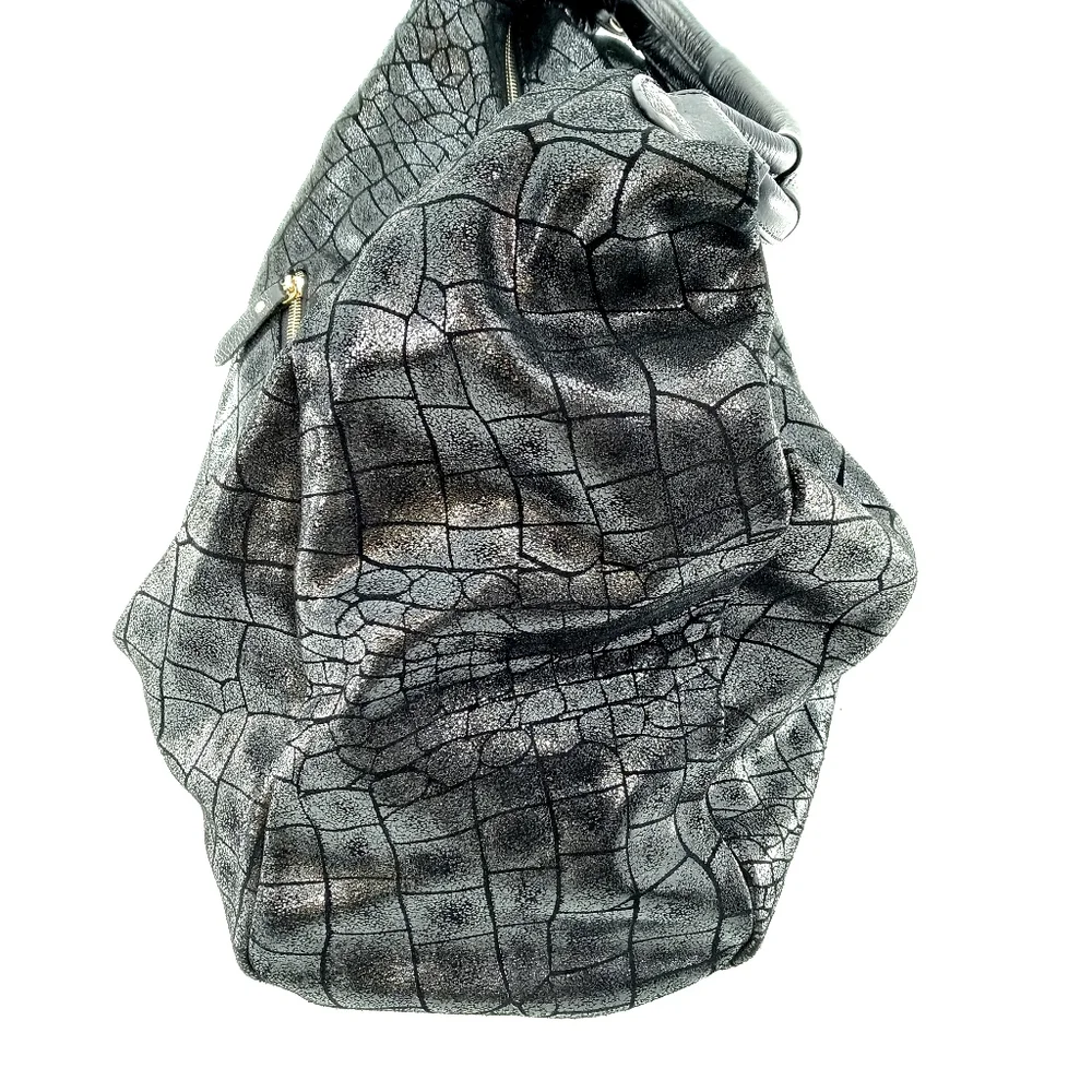 Lola Bernard Modena Croc‎ Embossed Leather Hobo Bag